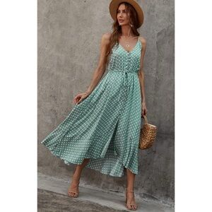 Polka Dot Green Maxi Dress